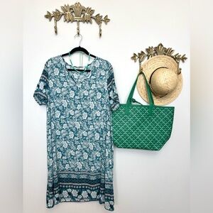 Soft boho rayon tunic dress L ptp 21”